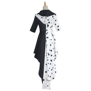 Nueva moda para mujeres adultas 101 Dálmatas <span class=keywords><strong>Cruella</strong></span> De Vil Cosplay conjunto incluye <span class=keywords><strong>vestido</strong></span> blanco negro faldas peluca para Halloween - Product Image 3