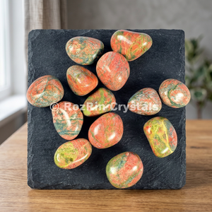 Unakite Tumbled Stones Carved Gemstone <b>Healing</b> Crystals Feng Shui Art Collectible Angel Theme Rozrin Brand Free Form - Product Image 3