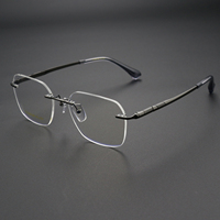 Venta directa de fábrica 5015 Gafas ópticas de titanio Moda de negocios Marcos de anteojos cuadrados sin marco