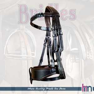 Equestrian Hunter Horse Bridle Cow soft leather Braided Browband - Product Image 3