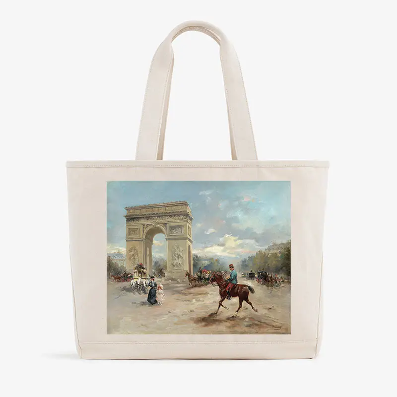Nuovo design riutilizzabile shopping visual arts souvenir bag borse a mano da donna con borse in tela con logo stampato