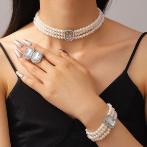 Regalos IStapromo, Oferta de Moda, Accesorios de Boda para Novia, Juego de Joyería, Collar de Perlas, Pulsera, Aretes - Product Image 2