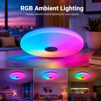 Plafonnier LED intelligent RGBW avec haut-parleur intégré, synchronisation musicale, contrôle par application, changement de couleur et intensité réglable
