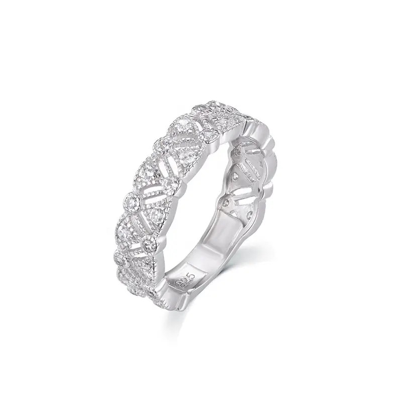 JCA แหวนเงิน925ทรงกลมสำหรับผู้หญิง,แหวนเพชรสังเคราะห์ประดับเพชรสวิส