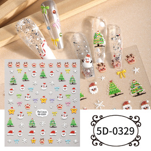 Nouveaux autocollants 5D en relief pour ongles de Noël, style INS, créatifs, DIY, auto-adhésifs, pour enfants, pour la vente en gros - Product Image 6
