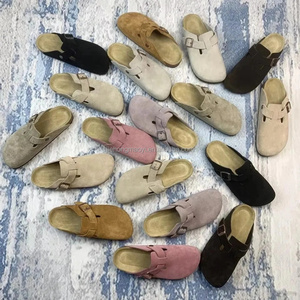 <span class=keywords><strong>Sandalias</strong></span> <span class=keywords><strong>planas</strong></span> de piel de vaca auténtica Birkenstocks con punta cerrada elevada y cierre de suela de corcho de la colección Spring - Product Image 2