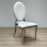 Chaise de banquet moderne en acier inoxydable doré à dossier rond, empilable, de luxe, pour hôtel, mariage, salle à manger, location événementielle et fêtes