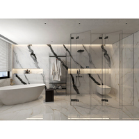 Carreaux de sol et mur en marbre blanc Panda aspect pierre, poli et émaillé, 600x1200, style moderne et luxueux