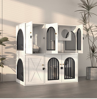 Villa pour chat d'intérieur en fer et bois massif, modulaire en trois sections, grand espace, cage pour animaux de compagnie en boîte, pour l'élevage et les soins.