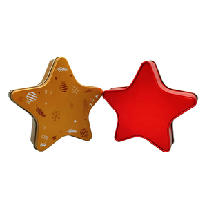 Hình dạng ngôi sao Bao bì hộp thiếc tùy chỉnh in ấn trang trí tinplate hình dạng ngôi sao rỗng container kim loại lon quà tặng - Product Image 2