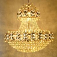 Lustre en cristal K9 doré personnalisable, lampe traditionnelle moderne ovale suspendue pour villa, escalier, design luxueux et creux