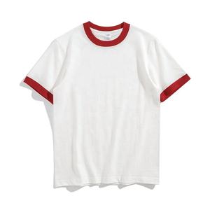 T-<span class=keywords><strong>shirt</strong></span> bicolore à coutures personnalisées Design Sense T-<span class=keywords><strong>shirt</strong></span> court à manches courtes de haute qualité 100% coton côtelé de couleur contrastée - Product Image 1
