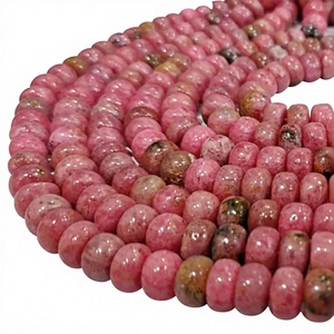 Perles de rhodonite naturelle, forme ronde, lisses, 8 mm, vendues par brin de 8 pouces de long - Product Image 1