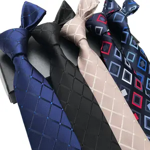 Corbata de poliéster de proveedores al por mayor, corbatas con logotipo para hombre, corbata Jacquard personalizada para hombre, corbata de poliéster a rayas a cuadros para adulto para hombre