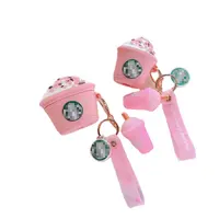 Hot Sale 3D Cartoon Pink Kaffeetasse Kopfhörer hülle mit Anhänger für Airpods Pro Girls Cute Style Silikon hülle für Airpods 1/
