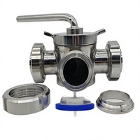 Válvula Manual de Acero Inoxidable Sanitario de Alta Calidad, de 3 Vías, con Conexión Tri-Clamp, SS304/SS316L, con Sello de Silicona para Agua