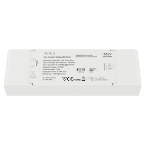 <span class=keywords><strong>TE</strong></span>-75-24/12 75W 12/24VDC CV Alimentation Triac CA à intensité variable par bord croissant et bord descendant pour LED avec télécommande - Product Image 1