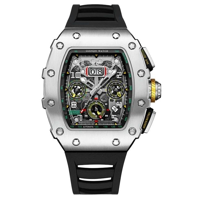 GUANQIN 16227 Hand Wind up Men's Skeleton Tourbillon Watch