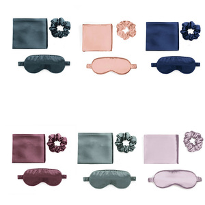 Yikameng Satin Eye <b>Mask</b> Hair Tie Pillowcase Set Imitation Silk Three Piece <b>Sleep</b> Beauty Gift Box With Logo - Product Image 2