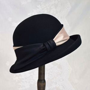 หมวกเบเรต์เดอร์บี้ทำจากผ้าขนสัตว์ 100% สำหรับผู้หญิง คุณภาพสูง แฟชั่นใหม่ ผ้าซาตินแต่งขอบอย่างสวยงาม เหมาะสำหรับงานปาร์ตี้ลำลอง กิจกรรมกลางแจ้ง และการเดินทาง - Product Image 5