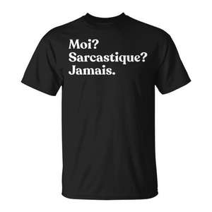 Camiseta Moi Sarcasque Jamais francesa negra para hombre talla mediana - Product Image 1