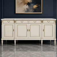 Buffet d'appoint classique en bois et marbre, style antique français, meuble de luxe pour salle à manger ou entrée
