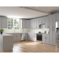 Meubles de cuisine modulaires en bois massif de style européen avec comptoir en marbre, robinet, charnière, évier - Design Shaker en cerisier rouge personnalisé