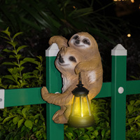 Décorations murales en résine solaire en forme de paresseux pour jardin extérieur, cour et balcon avec lumières LED
