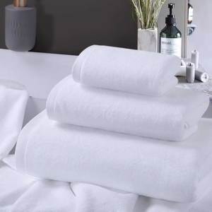 Serviette de toilette en coton blanc 500g de haute qualité, absorbante, <span class=keywords><strong>lavable</strong></span>, personnalisable, multi-usages, pour hôtels, vente en gros - Product Image 1