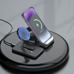 <span class=keywords><strong>Cargador</strong></span> <span class=keywords><strong>Inalámbrico</strong></span> Portátil Tres en Uno NEWQI con Soporte Plegable, Carga Rápida de 15W QC2.0 para Micrófono/Reloj Inteligente - Product Image 3