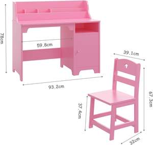 Raccomandare scrivania in legno e sedia Set colorato tavolo per bambini con deposito <span class=keywords><strong>rosa</strong></span> scrivania da studio per camera da letto e sala studio - Product Image 6