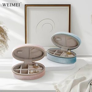 WEIMEI - Bolsa de terciopelo de lujo al por mayor con cremallera elíptica, mini caja de almacenamiento de joyas, organizador de anillos y pendientes, joyero portátil de viaje - Product Image 4