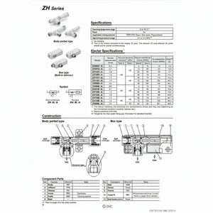 Modèle d'éjecteur de vide pneumatique SMC ZH07BSA-06-06 pièces pneumatiques - Product Image 1