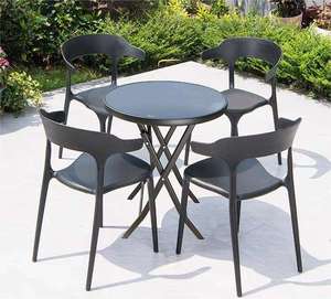 Table ronde pliante moderne en métal pour l'extérieur avec pieds pliables, portable pour les événements hôteliers et l'utilisation en terrasse - Product Image 6