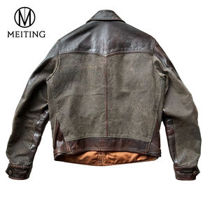 جودة عالية خمر الفاخرة للماء سترة جلدية للرجال مخصص الوقوف طوق مع قماش قماش لفصل الشتاء - Product Image 3