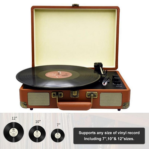 Reproductor de CD de vinilo retro directo de fábrica con diseño de maleta portátil y altavoces estéreo, ideal para uso en la sala de estar del hogar. - Product Image 2