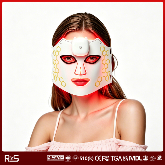 OEM ODM 4 Colors Red Infrared Light Led Therapy Photon Facial Mask Flexible Silicone Led Face Mask