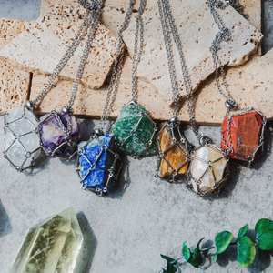 Collier en bambou tressé avec pendentif en <span class=keywords><strong>pierre</strong></span> brute de cristal naturel pour cadeau - Product Image 2