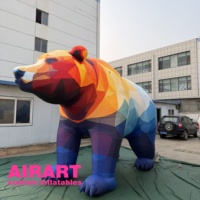 Ours polaire gonflable publicitaire coloré, mascotte géante gonflable géométrique personnalisée pour accessoires de photomaton au sol