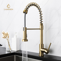 Robinet de douche et de bain Lanerdi à double poignée en laiton poli avec cartouche céramique pour appartement