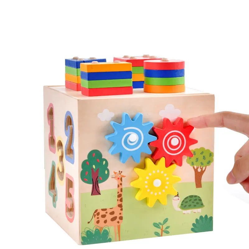 Scatola giocattolo multifunzionale giocattolo educativo in legno educazione precoce per bambini illuminazione gioco di formazione per la coordinazione occhio-mano