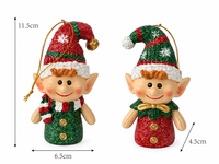 Ensemble de 2 ornements de Noël en sequins, figurines peintes à la main en résine, pendentifs pour arbre de Noël, cadeau, décoration de la maison
