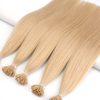 Extensiones de Cabello con Queratina de Doble Trama, Color Rubio, Extensiones de Cabello Pre-Adheridas con Pegamento, 100% Cabello Humano con Punta en U para Mujer