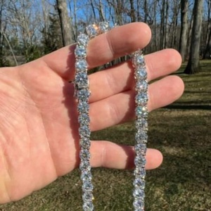 Luxury Unisex Tennis Gold Plated VVS Moissanite Sterling <b>Silver</b> Hip Hop Style IGI Certified Tennis Chain and <b>Necklace</b> <b>Set</b> - Product Image 1