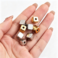 Breloques initiales en forme de cube, lettres métalliques épaisses, alphabet, perles à grand trou pour la fabrication de bijoux DIY, bracelets, sacs, cordons, porte-clés