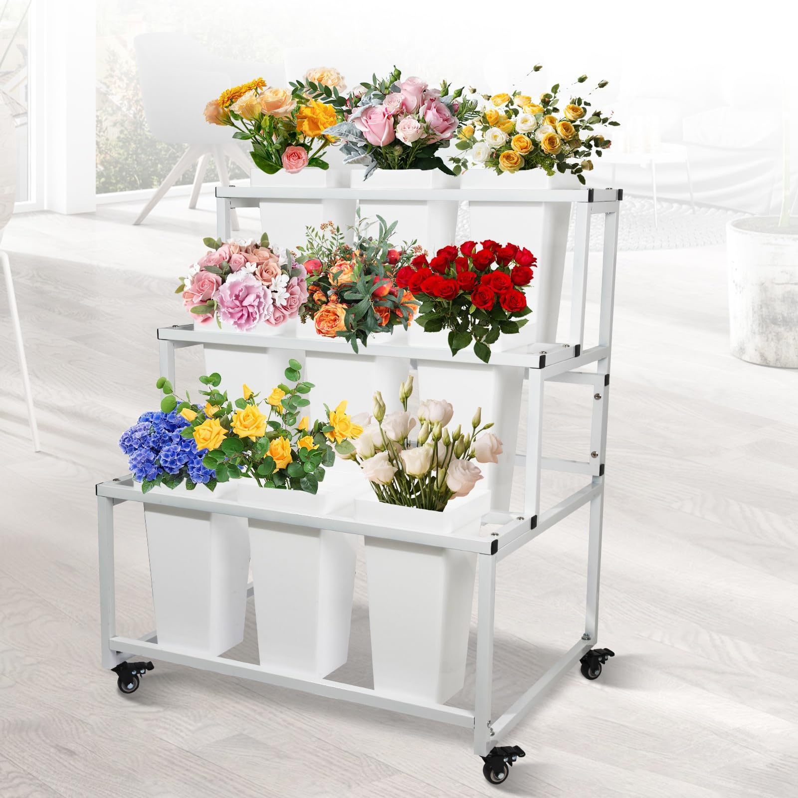 Apache Factory Customized Color Size Florist Shelf Flower Bucket Multi-layer Display Rack Flower Display Stand for Flower Shop — view 3