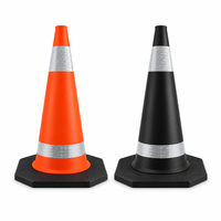 Cône de signalisation routière souple et flexible de 70 cm (28 pouces) en EVA de qualité ingénierie, réfléchissant, anti-écrasement, avec base en caoutchouc robuste pour la sécurité routière
