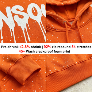 Felpa con Cappuccio Oversize Personalizzata con Effetto <span class=keywords><strong>Schizzi</strong></span> <span class=keywords><strong>di</strong></span> Vernice, 380gsm, Stampa Logo in Plastisol, per Uomo - Product Image 2