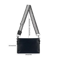 Sac à main noir léger en cuir PU tressé avec bandoulière réglable pour guitare DOM2541