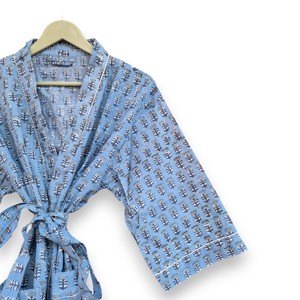New <b>Kimono</b> Robe Cotton Floral Hand Block Print Breathable Long Sleeve Nightwear & Luxury <b>Beach</b> Cover-Up Wholesale Price - Product Image 2